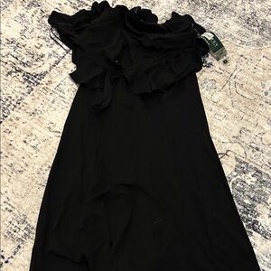 Ralph Lauren Black Ruffle Midi Dress